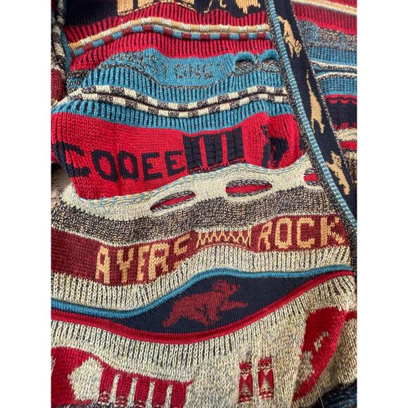 :Emaroo Australia Pure Wool XL Coogi-Style Outback Landmarks 3D Knit Cardigan - Picture 5 of 12